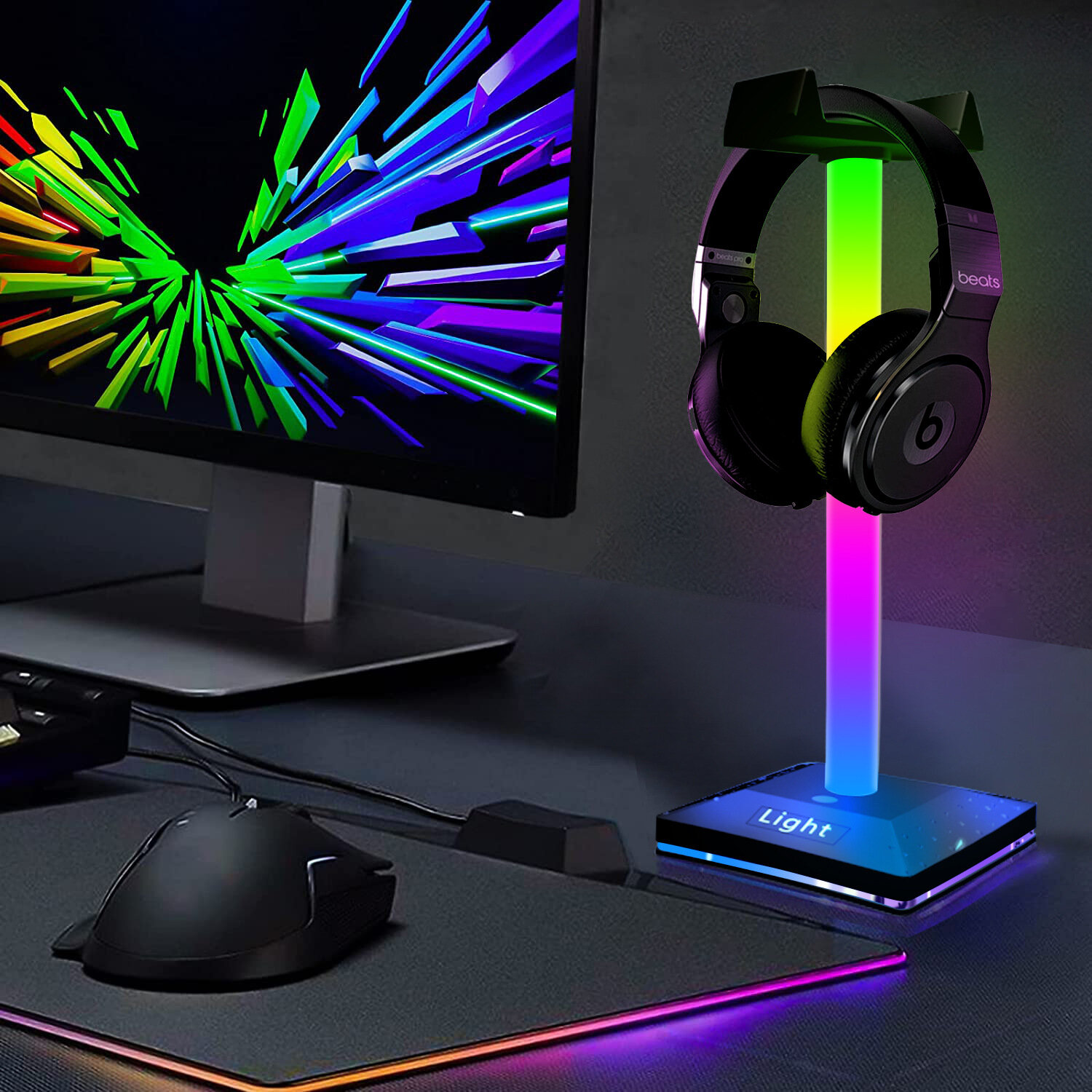 

Smart RGB Headphone Stand Touch Desk Light Headset Display Stand Gaming Desktop Ambient Light APP Control