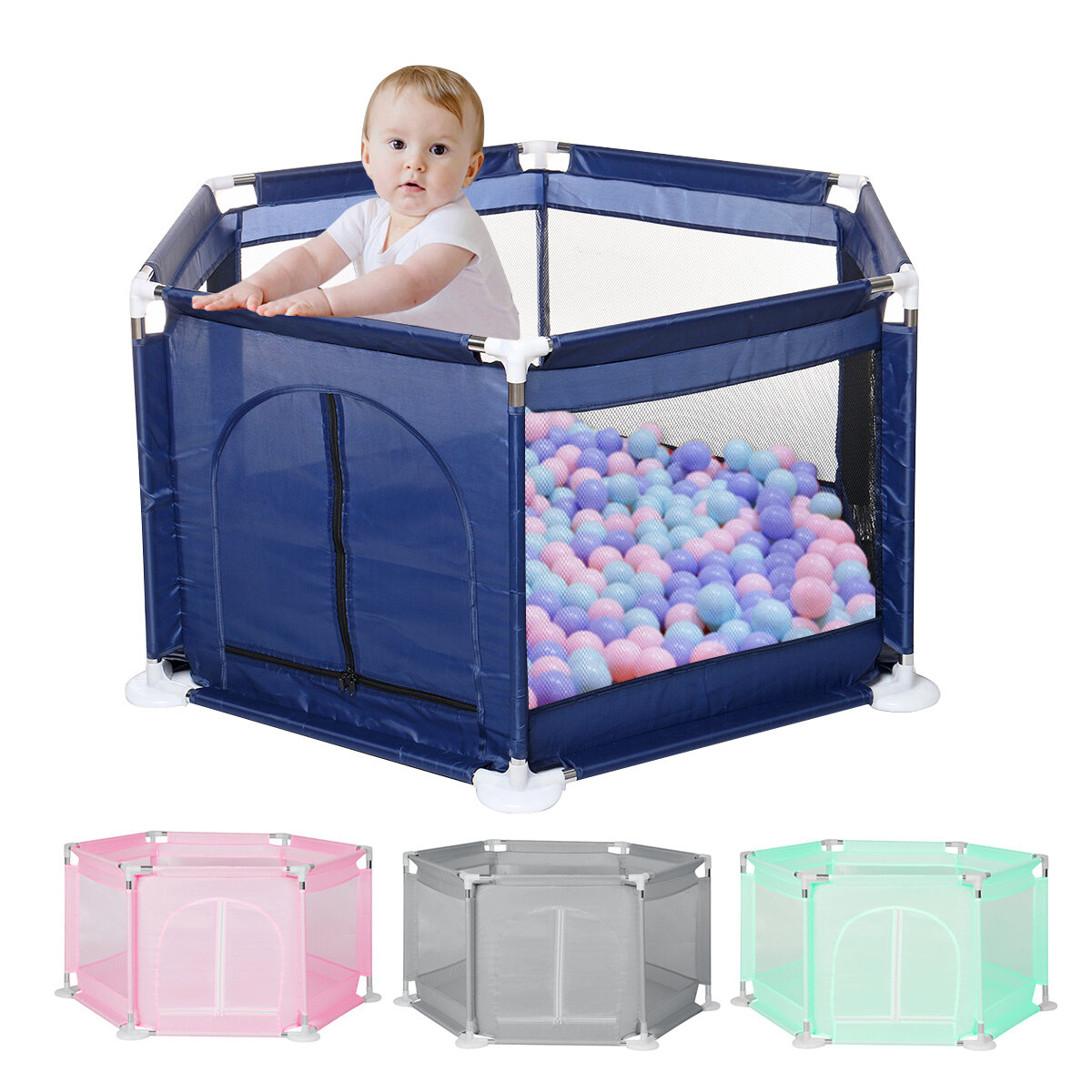 

6 Sided Baby Playpen for Babies Baby Playard Infants Toddler 6 Panels Safety Folding Indoor Outdoor Kids Play Pens Baby
