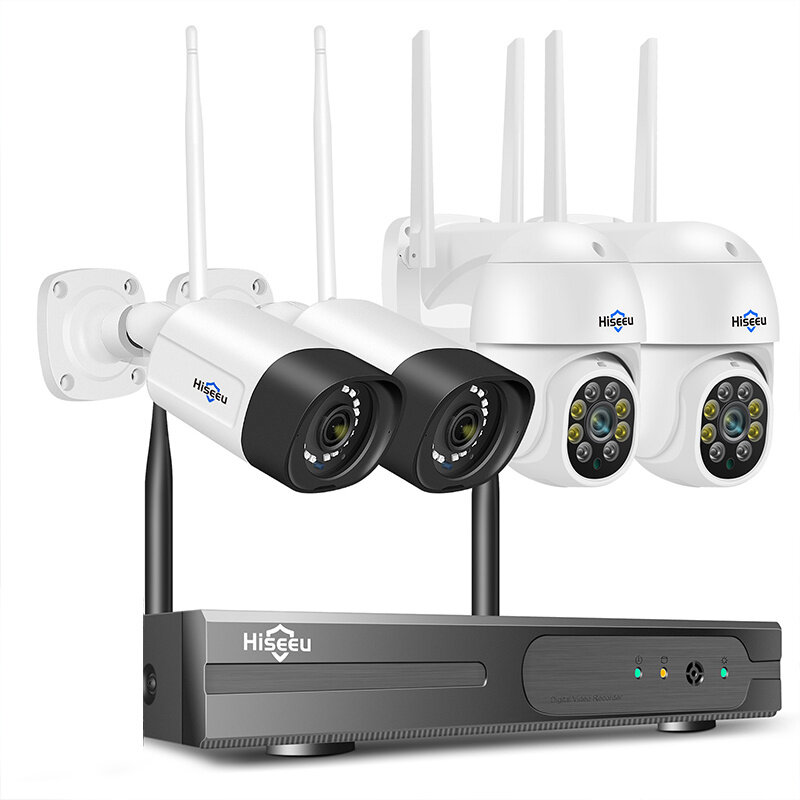 Στα 153.15€ από αποθήκη Κίνας | Hiseeu 8WK-4HBC25 Wireless Camera Security System Kit 5MP 5X Digital PTZ 4CH Outdoor CCTV Camera Set 2 way audio IP66 Video Surveillance for Home Safety EU Plug
