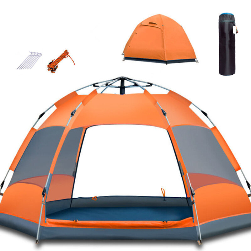 Kemping sátor 3-4/5-8 főre dupla réteggel, vízálló, UV védelemmel, napernyővel a szabadban történő utazáshoz.
