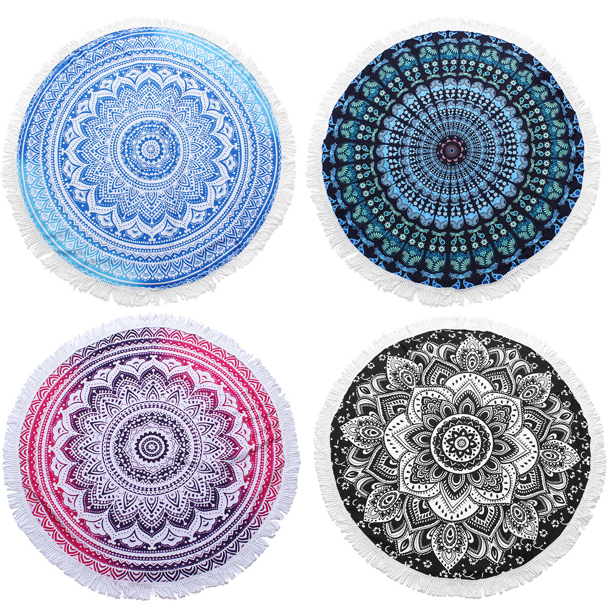 1M / 1.5M Ronde strandlaken Tassel Tapestry Yoga Matten Dekens Home Fitness Decoratie-accessoires