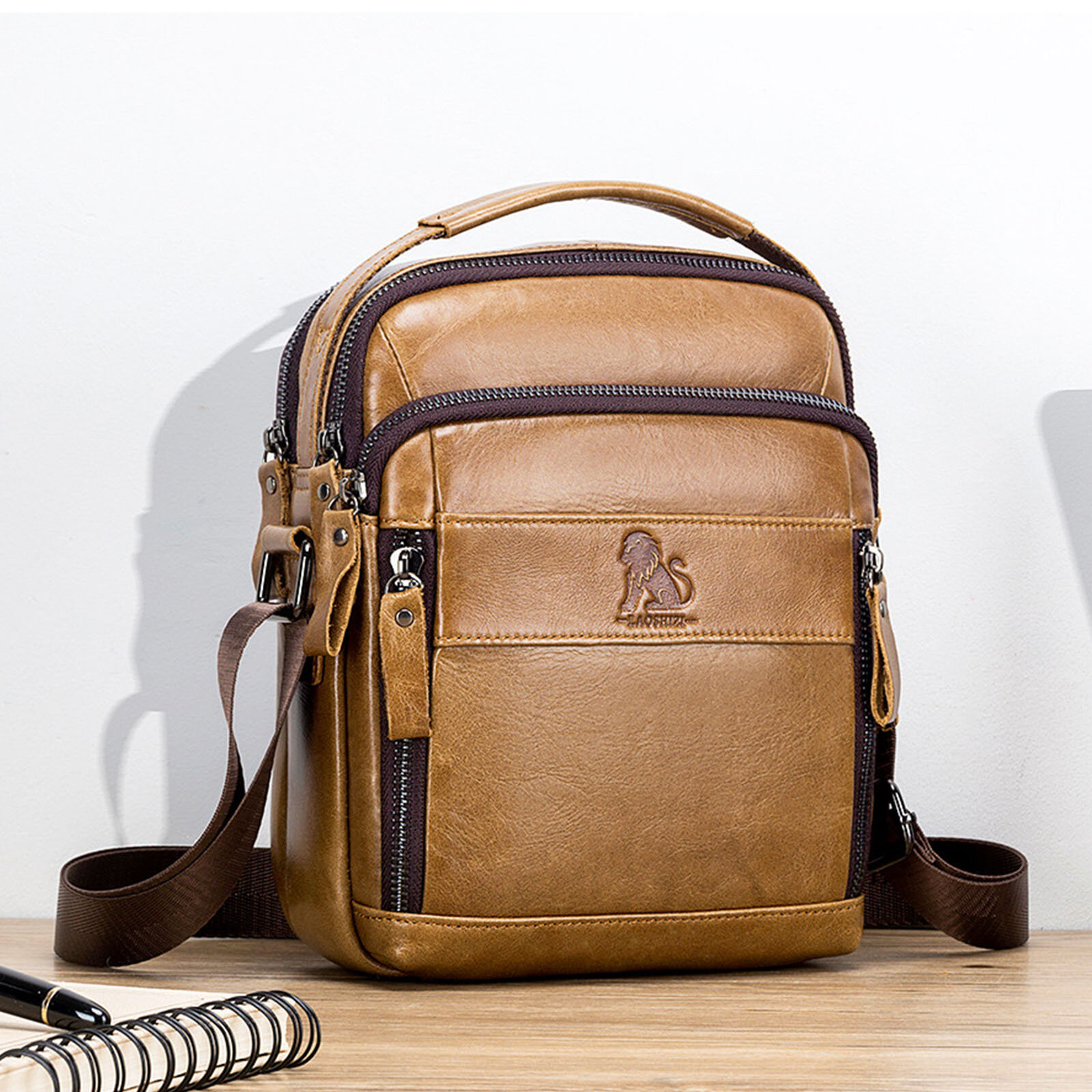 

Menico Men Genuine Leather Vintage Casual Multi-compartment Large Capacity Shoulder Crossbody Bag