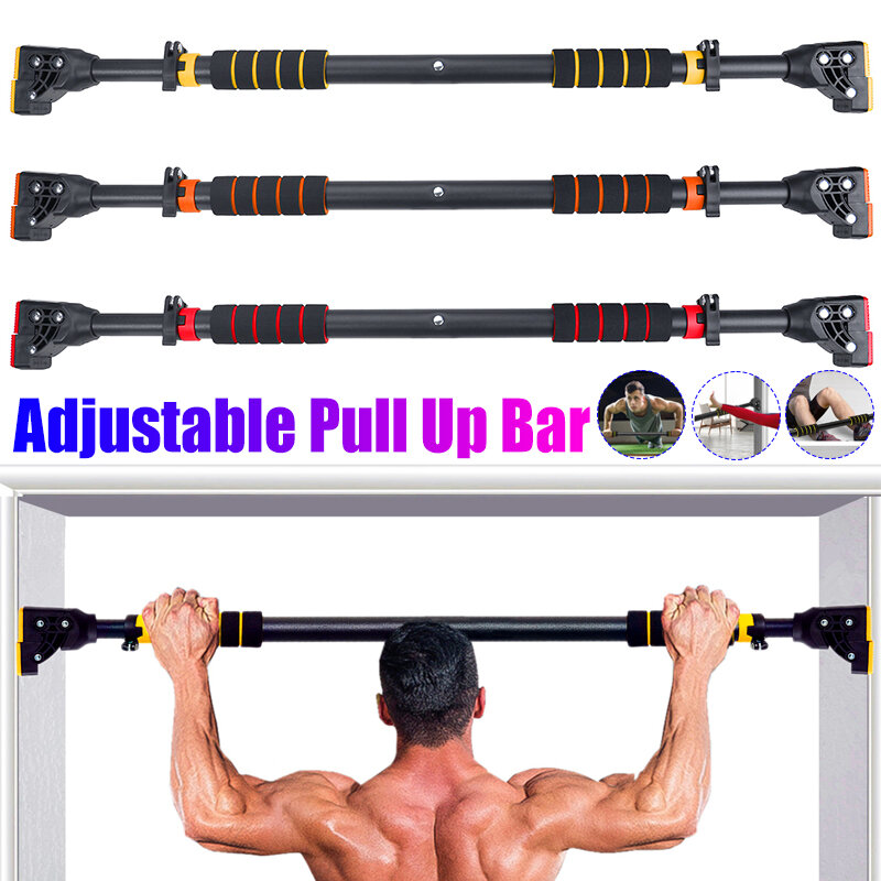 Adjustable 72-110cm Pull-Up Bar Adjustable Chin Up Bar Body Workout Home Gym System Exercise Black O