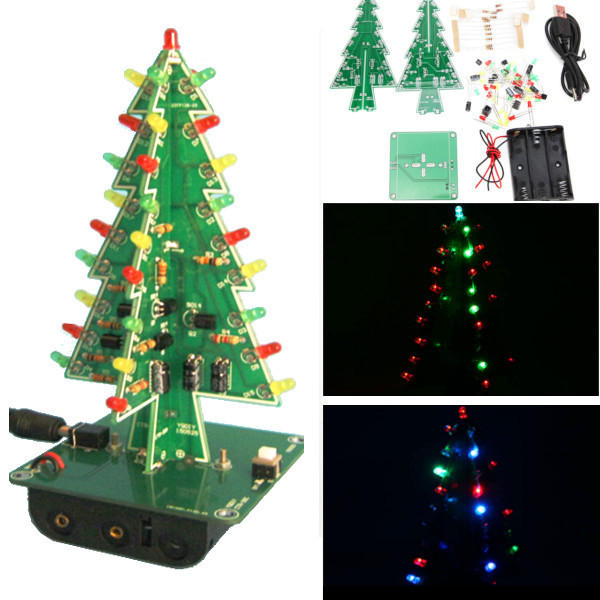 5Pcs Geekcreit® Christmas Tree LED Flash Kit Three Color Version 3D DIY Electronic Learning Kit