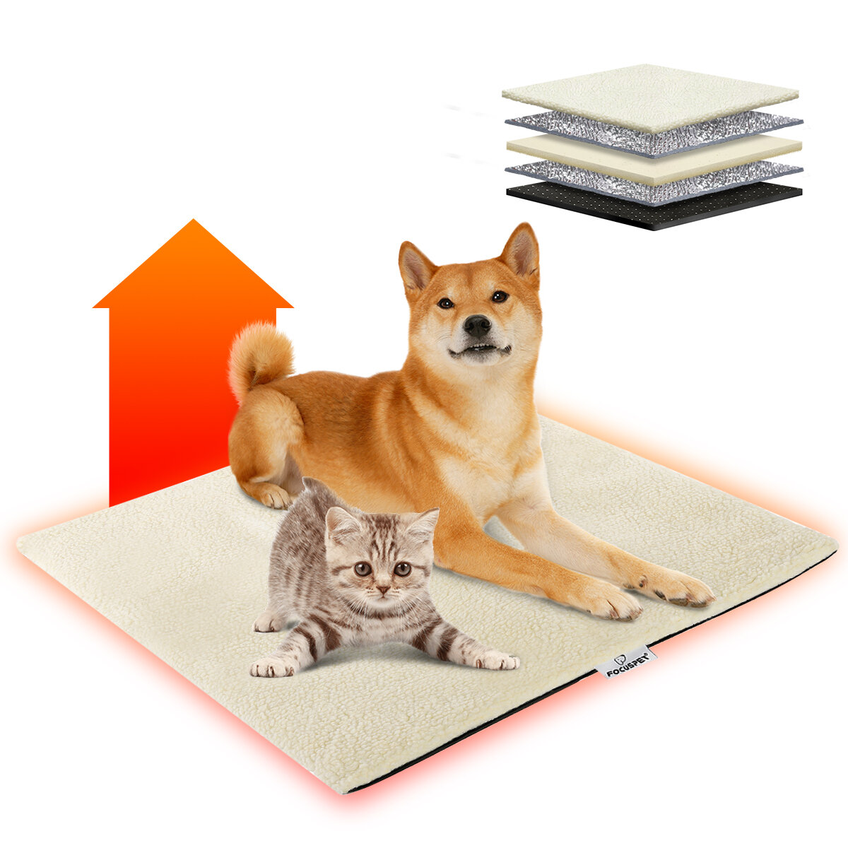 Focuspet zelfopwarming Deken Warming Deken Kat Honden Huisdieren Warming Mat Kat met antislip Ontwer