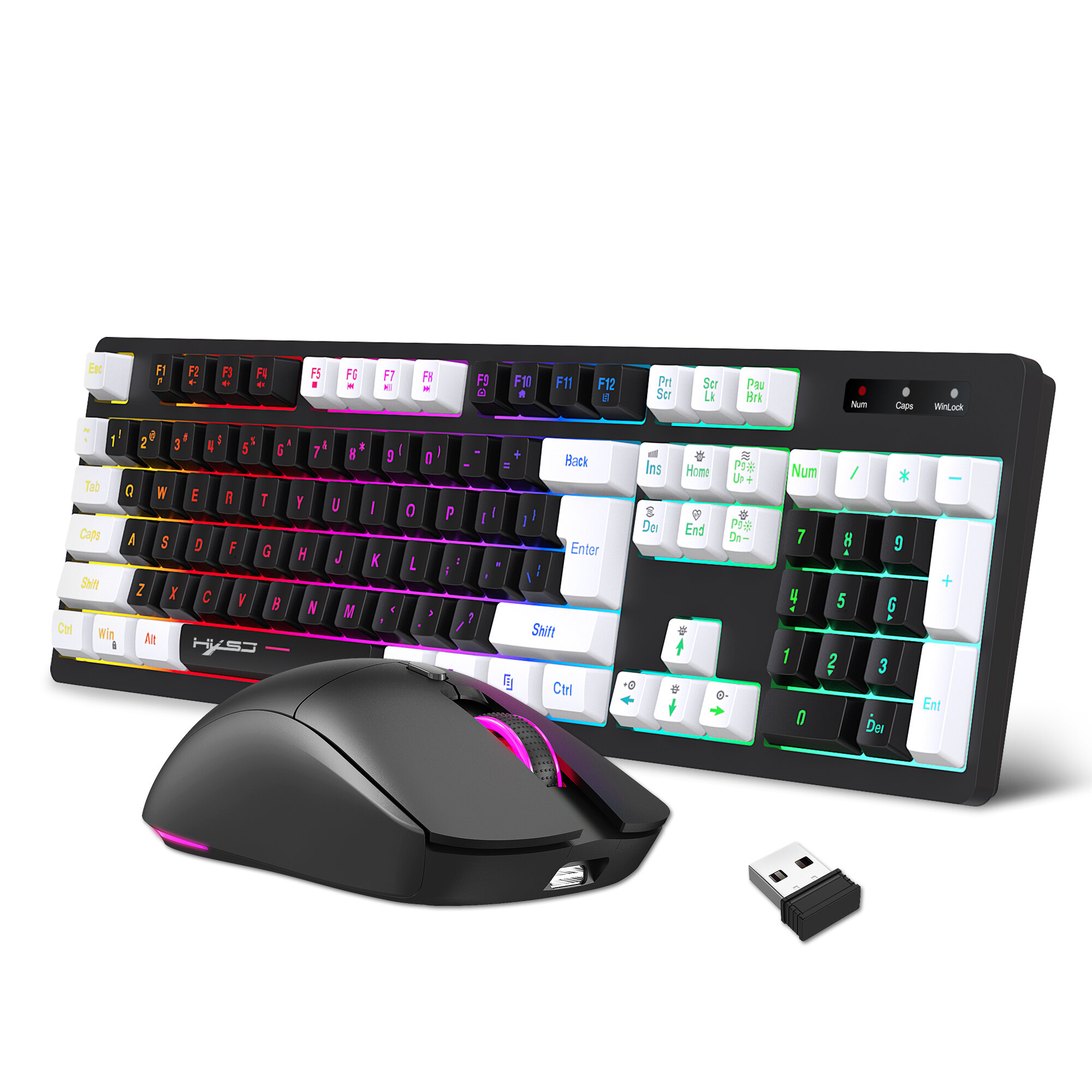 L98 Wireless 2.4G Keyboard and Mouse Kit 140 Key RGB Colorful Backlit Rechargeable Gaming for Computer PC Laptop