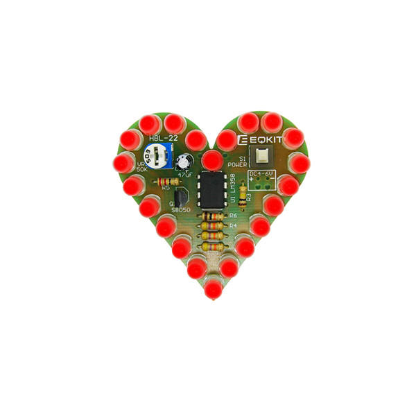 10 stuks hartvormige rood licht kit diy ademhalingslamp onderdelen DC4-6V snelheid instelbaar