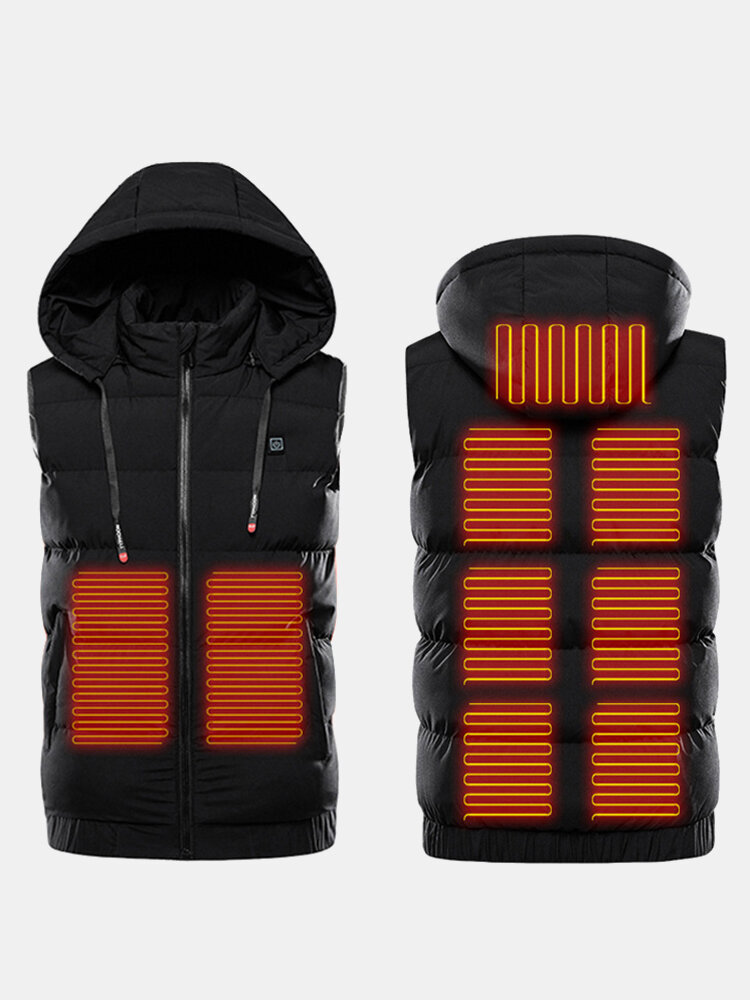 Mens Waterproof Warm Safe USB Powered Heating Hooded Padded Vest