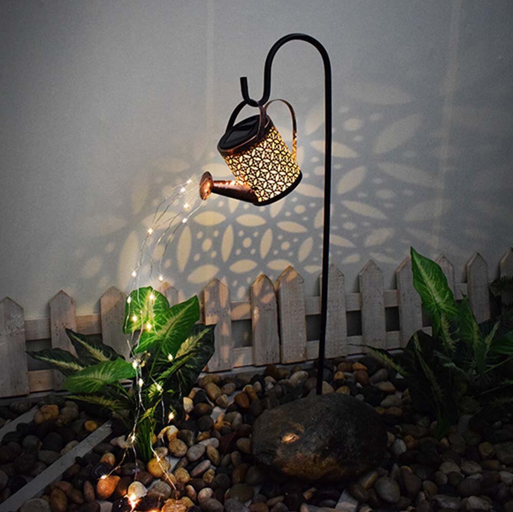Solar Light LED Solar Watering Can Lamps Garden Decoration Iron Shower LED String Light Yard Lawn Waterproof Fairy Light