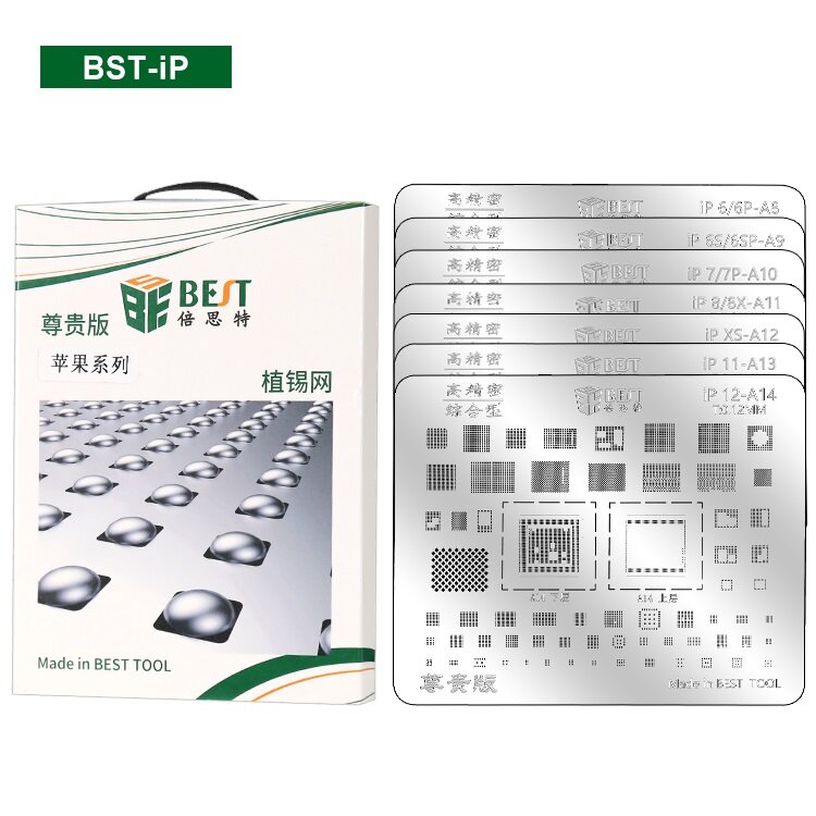 

BEST For iPhone Series 7PCS Tin Planting Net Set Apple Integrated Network Tin Planting Board for Repairing Mobile Phone