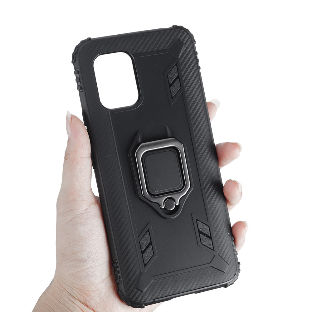 

Bakeey for Xiaomi Mi 10 Lite Case Carbon Fiber Pattern Armor Shockproof Anti-fingerprint with 360° Rotation Magnetic Rin