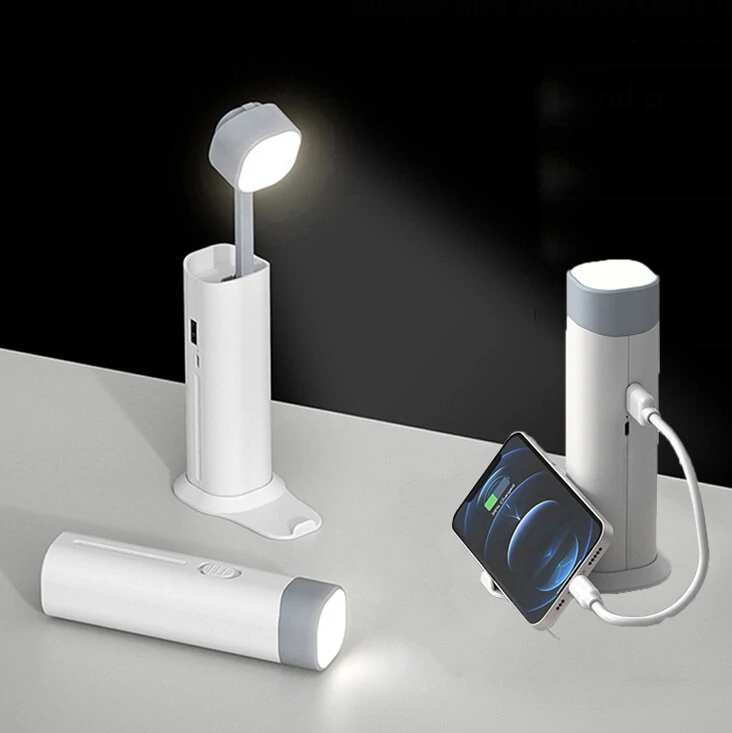 XANES® D16 5500K 4-in-1 Flashlight + Foldable Table Light + Power Bank + Phone Holder 1200mAh USB Charging Bedside Reading Eye Protection Outdoor Flashlight Lighting