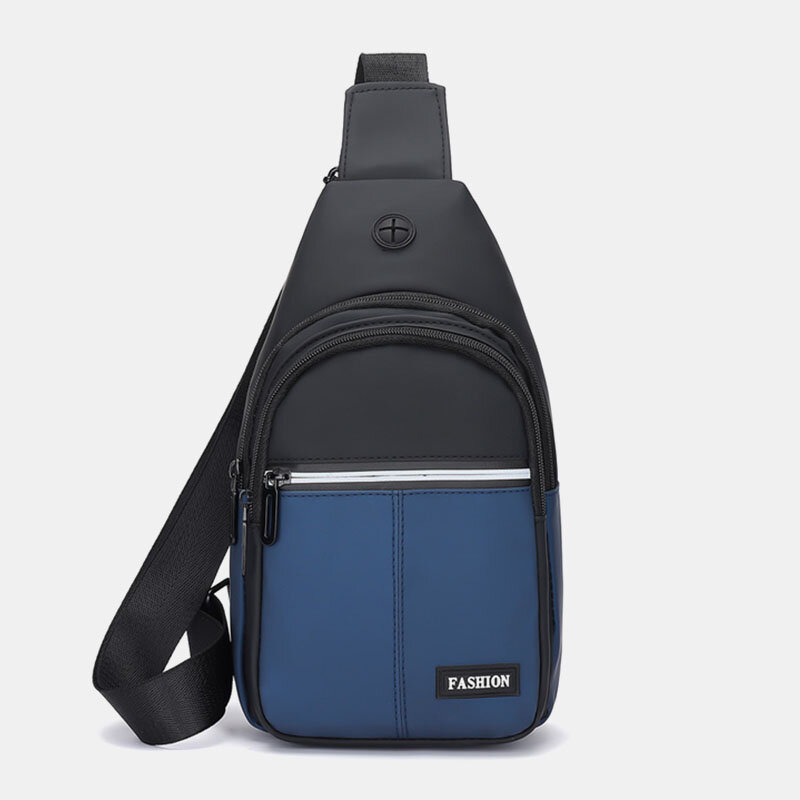Men Waterproof Wear-resistant Chest Bag Casual Oxford Headphones Hole Crossbody Bags Shoulder Bag