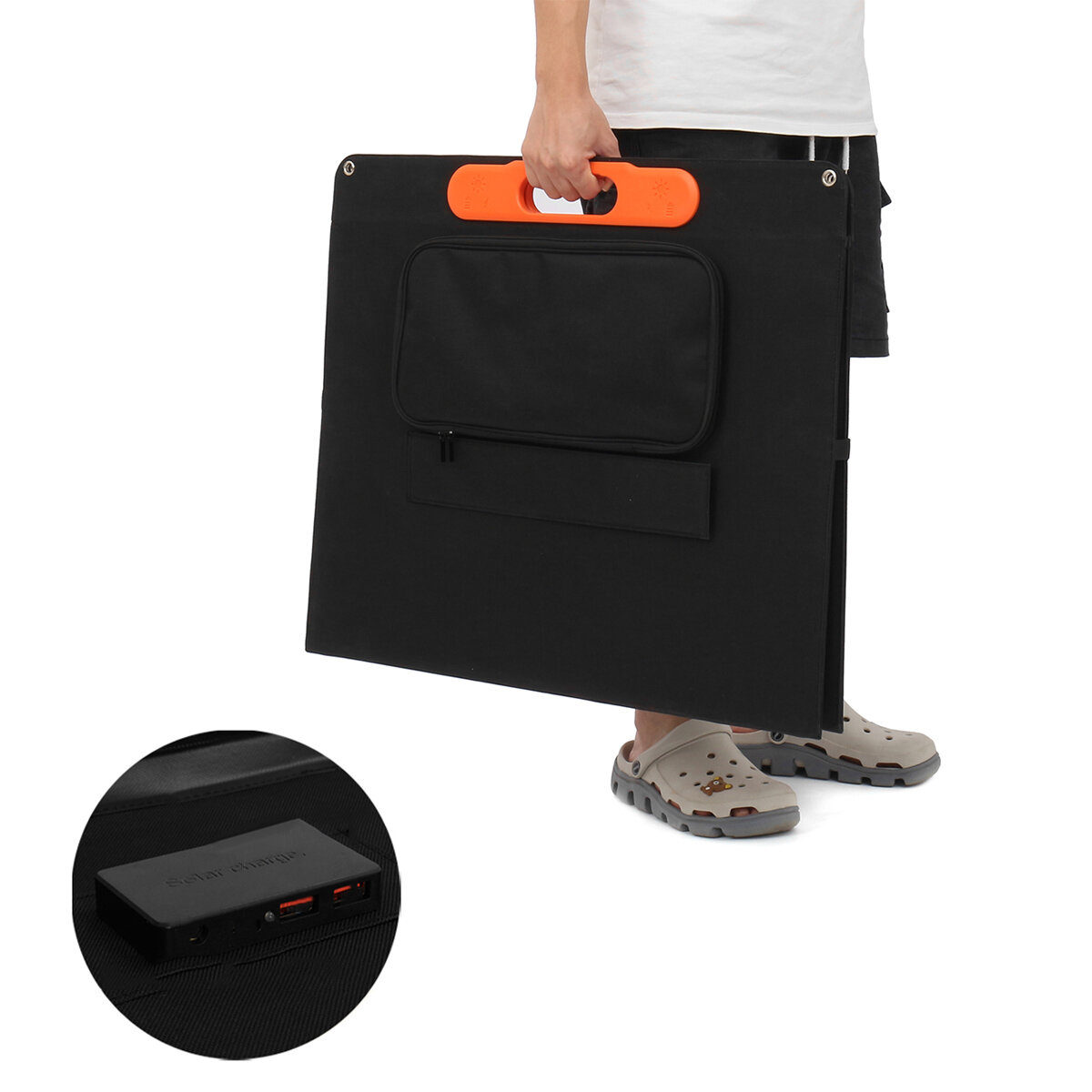 200 W-os napelem-összecsukható táska 4 az 1-ben kimeneti port hordozható napelemes áramfejlesztő táska hordozható töltés szabadtéri kemping utazás