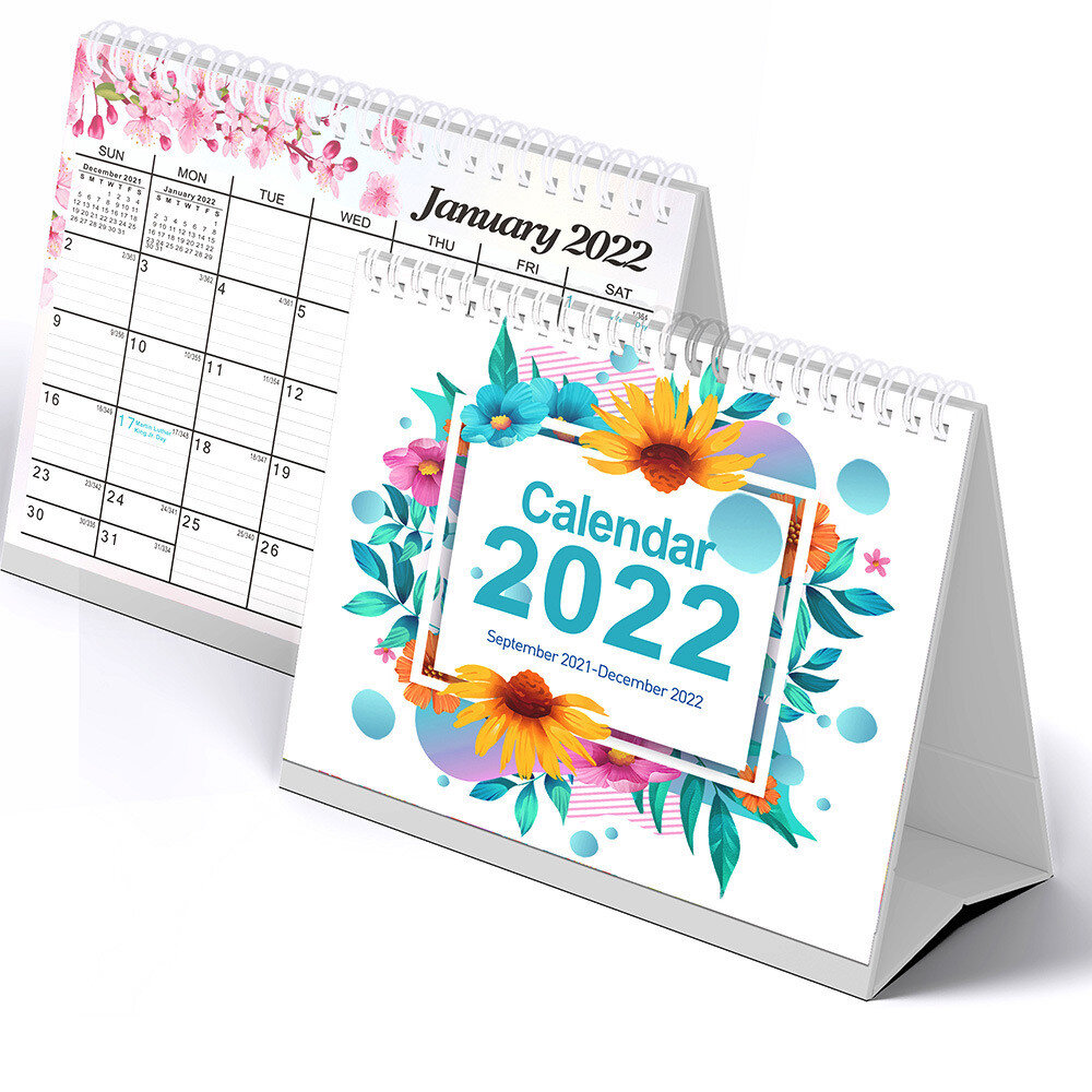 2022 Calendar Simple Flowers Monthly Calendar Agenda Planner Schedule Organizer Desktop Stationery O