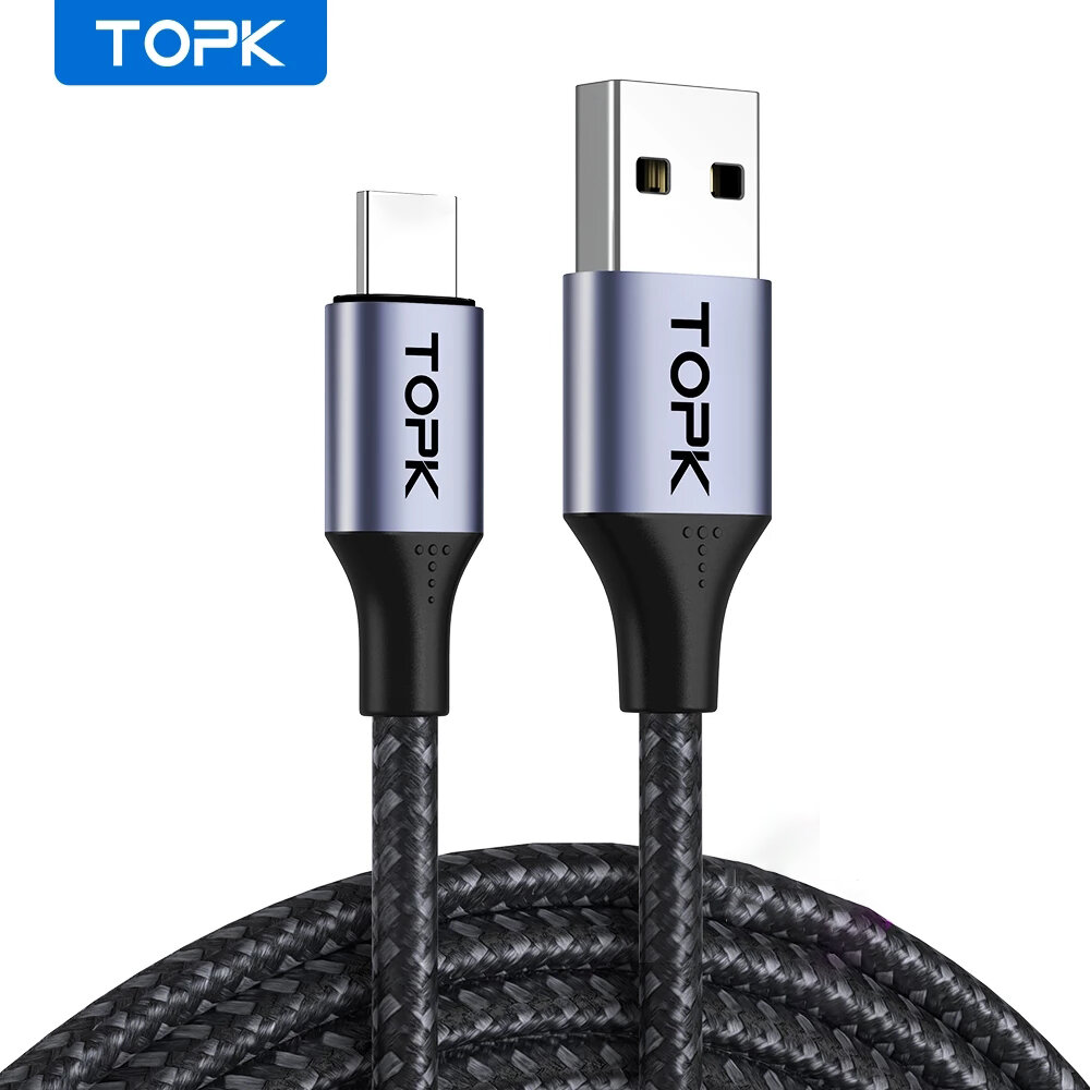 

TOPK USB to USB-C Cable 3A Fast Charging Data Transmission Cord Line 1m long For Samsung Galaxy Note 20 For iPad Pro 202