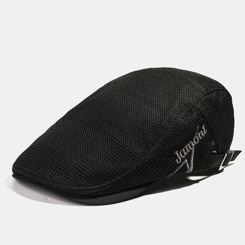 

Collrown Men Leisure Mesh Breathable Beret Caps Outdoor Sport Solid Newsboy Cabbie Flat Hat Visor