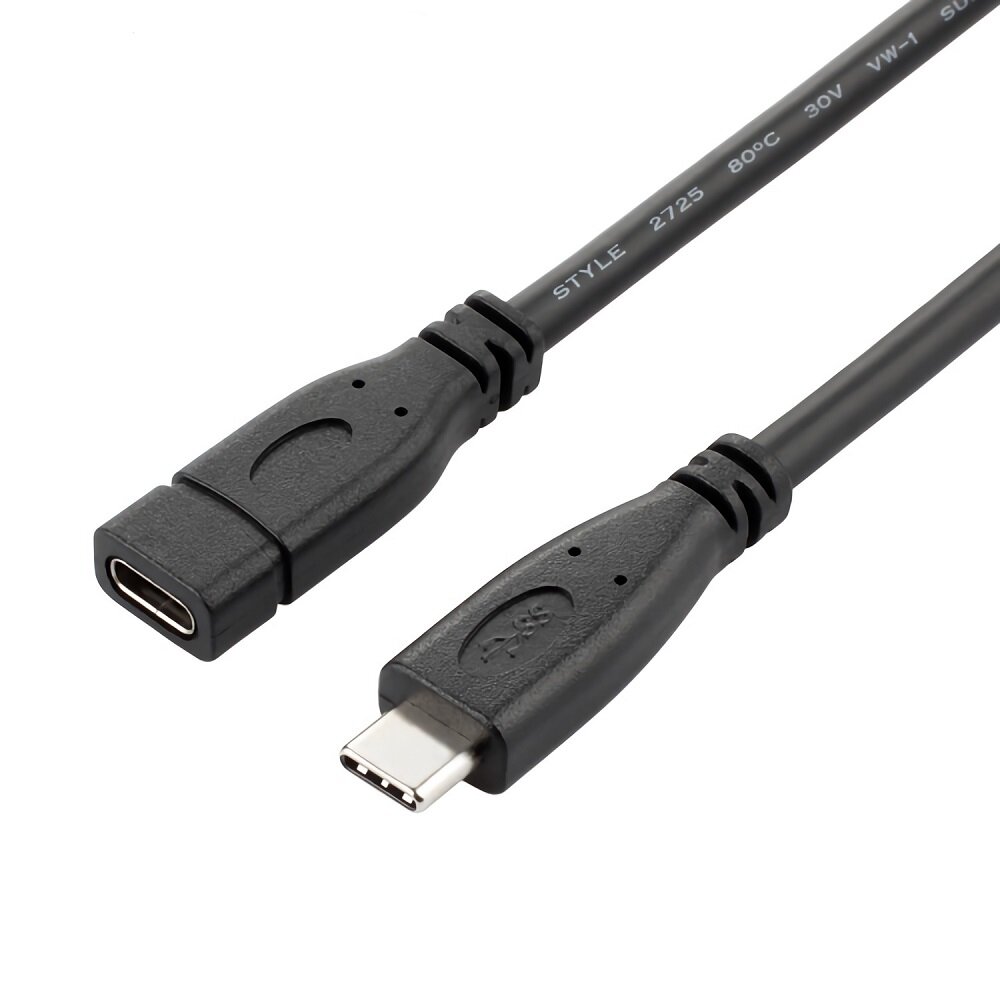 ULT-unite USB3.1 Type-C Extension Cable Male to Female Gen2 Standard 16-Core Data Video High-Speed Transmission