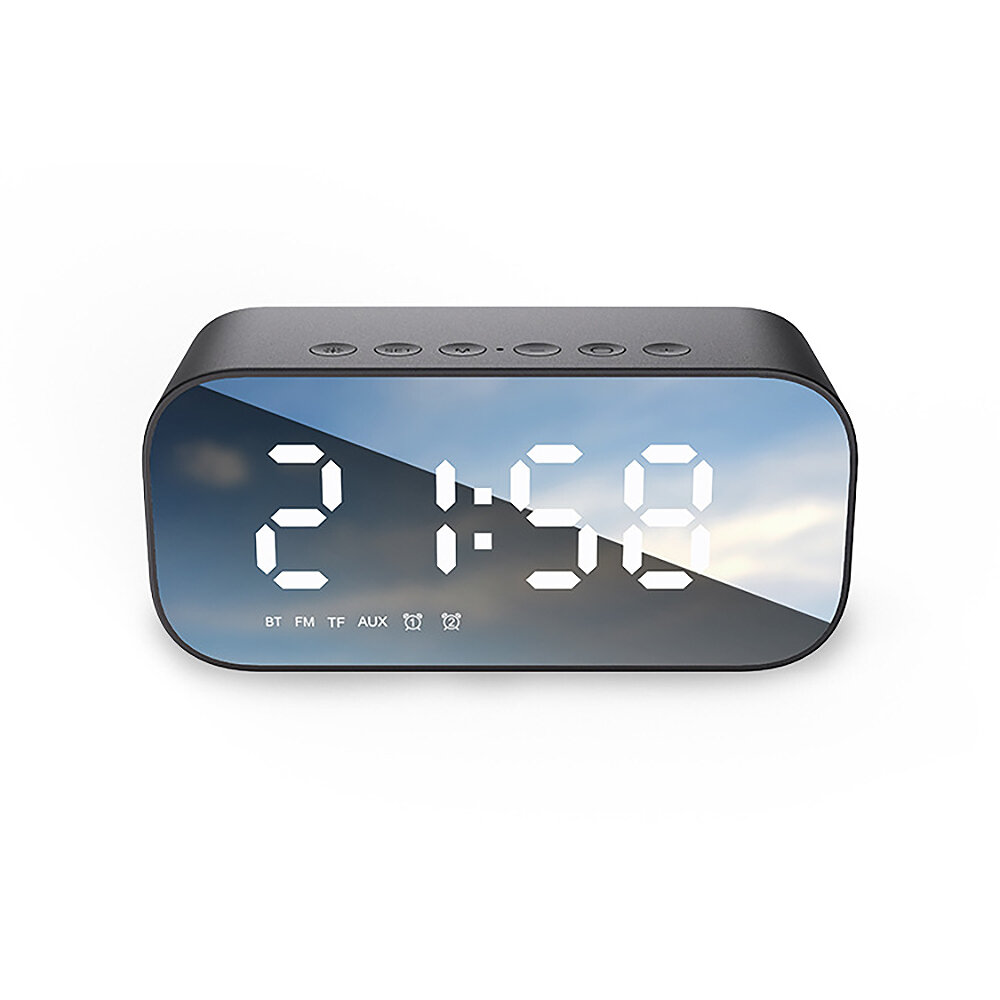 Wireless bluetooth5.0 Speaker 1200mAh Battery Alarm Clock 6D Bass Surround Three Brightness Modes HD