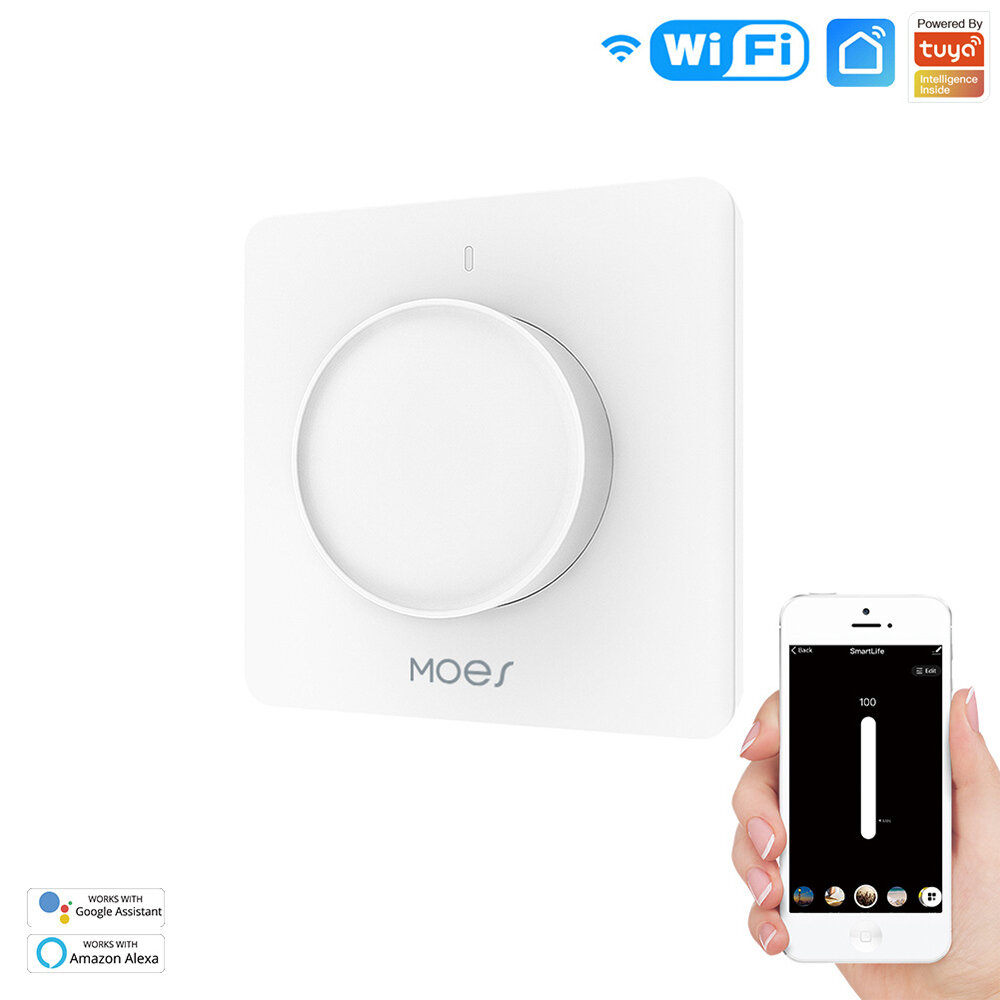 

MoesHouse Tuya WiFi Smart Rotary Light Dimmer Switch APP Remote Control Schedule Setting Hands-free Voice Control Work w