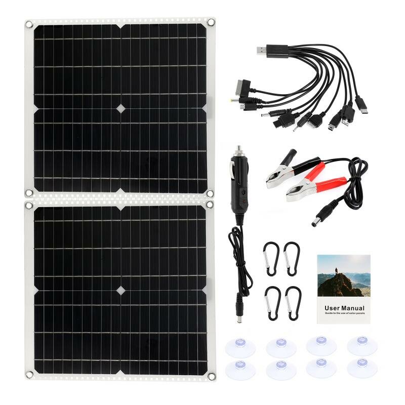 Kit de inversor de sistema de energia solar de 50W, carregador de bateria de painel solar, controlador completo de rede doméstica de acampamento de telefone.