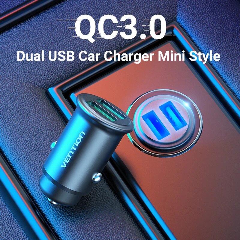 

Vention 30W 2-Port USB Car Charger Adapter USB Dual 30W QC3.0 Support AFC FCP SCP PPS Fast Charging For iPhone 12 12 Min