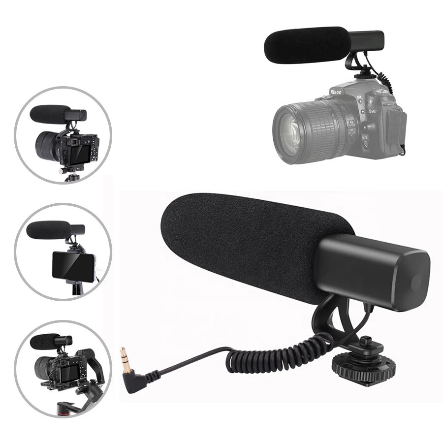 KATTO G2 Video Recording Microphone with Shock Mount&Spring Cable for Nikon SLR Camera Phone Vlog Interview Mic