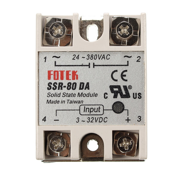 80A SSR-80DA Solid State Relay Module DC To AC 24V-380V Output