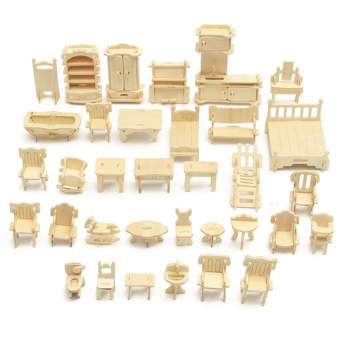 Diy Mini 34pcs Set Kids Educational Doll House Accessories Furniture 3d Woodcraft Puzzle Model Kit Handmade Toys Sale Banggood Com Sold Out Arrival Notice Arrival Notice