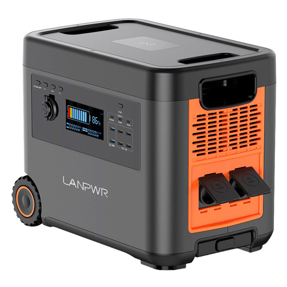 [EU Direct] LANPWR D5 2500W Portable Power Station 2160Wh LifePo4 Solar Generator 15W Wireless Charging 14 Outlets 65 Mins AC Fast Charging for Balcony Solar System, Camping, RV Trip, Outdoor Party, Home Use EU Plug
