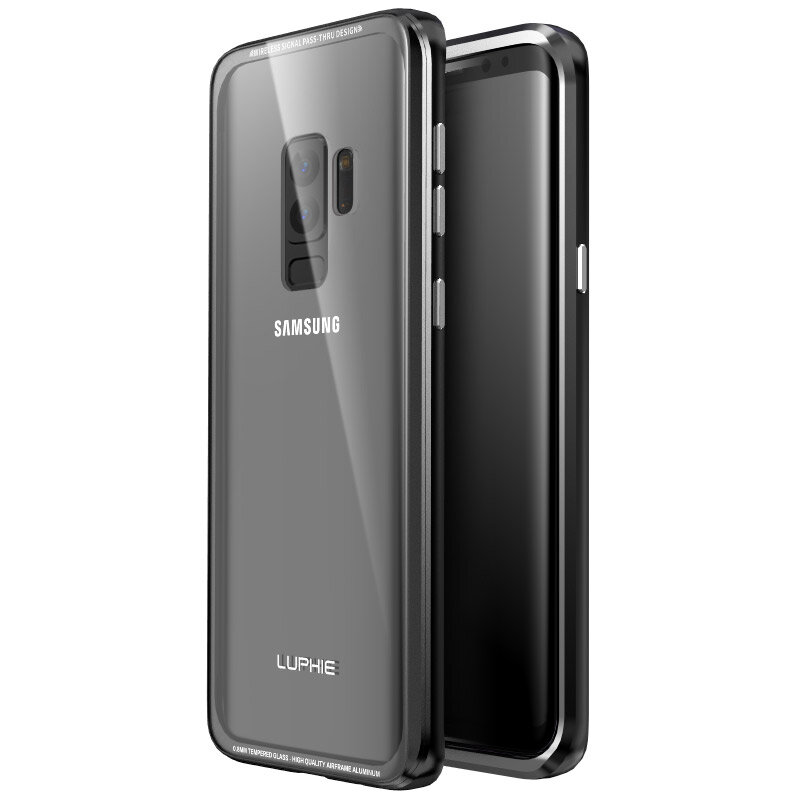 

Luphie Металлический бампер + 9H Прозрачный закаленное стекло Shell Защитный Чехол Для Samsung Galaxy S9 Plus