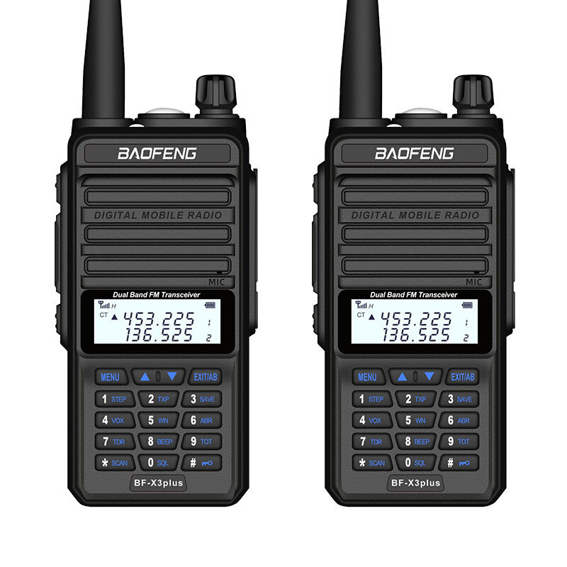 

2 шт. BAOFENG X3-Plus 9500 мАч 8 Вт трехдиапазонный Радио Walkie Talkie 20 км Водонепроницаемы приемопередатчик UHF/VHF