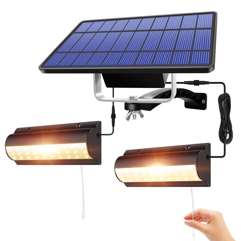 Upgraded LED Solar Pendant Lights Outdoor Indoor Auto On Off Solar Lamp for Garden Yard Home Kitchen with Pull Switch an