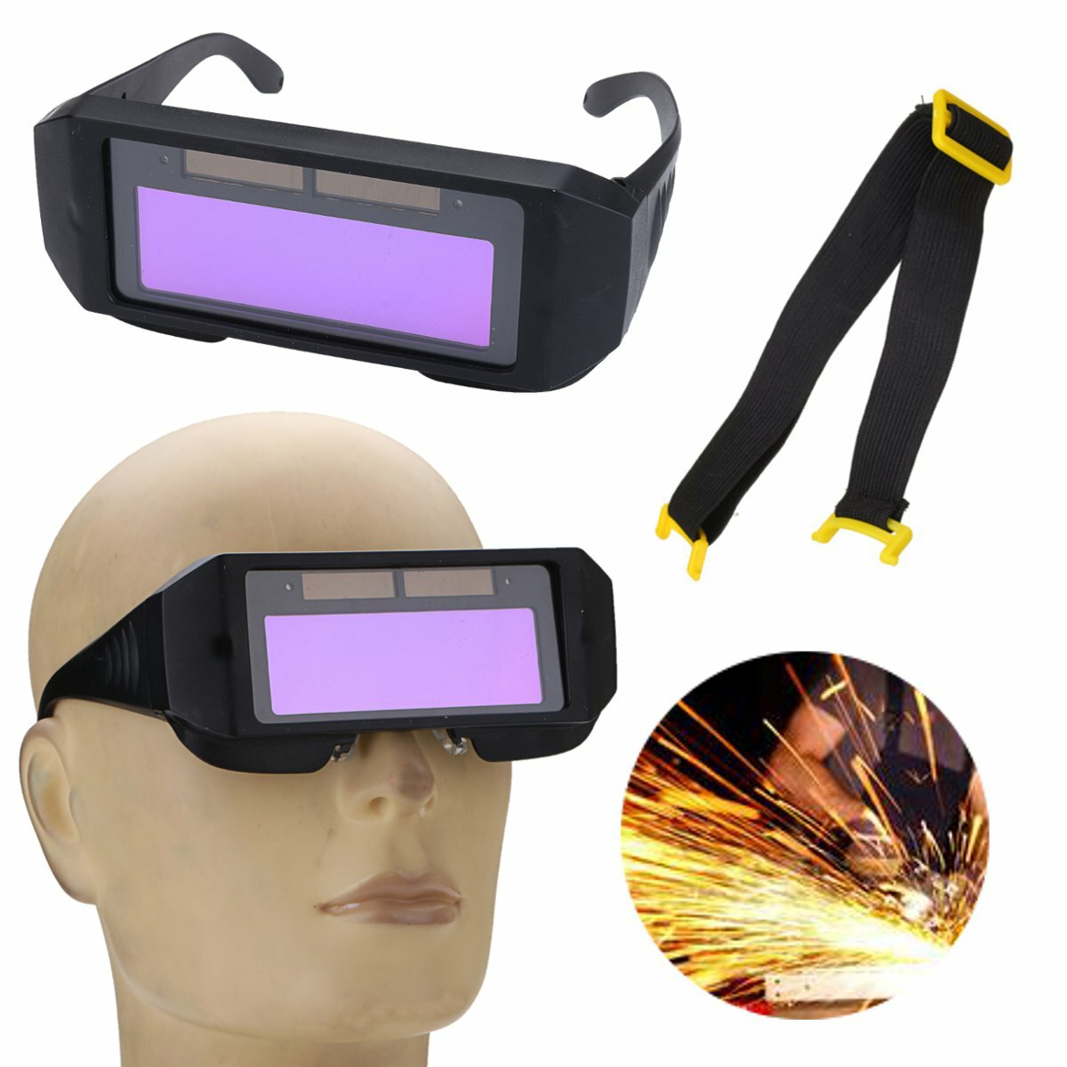 Solar Powered Auto Darkening Welding Glasses Glass Mask Helmet Eye Goggle Welder