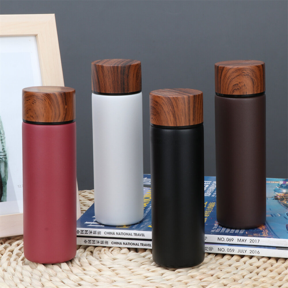 

150ml Insulated Bottle Wood Grain Mini Cute Stainless Steel Thermos Cup Portable Pocket Vacuum Bottle Mini Coffee Mug wi