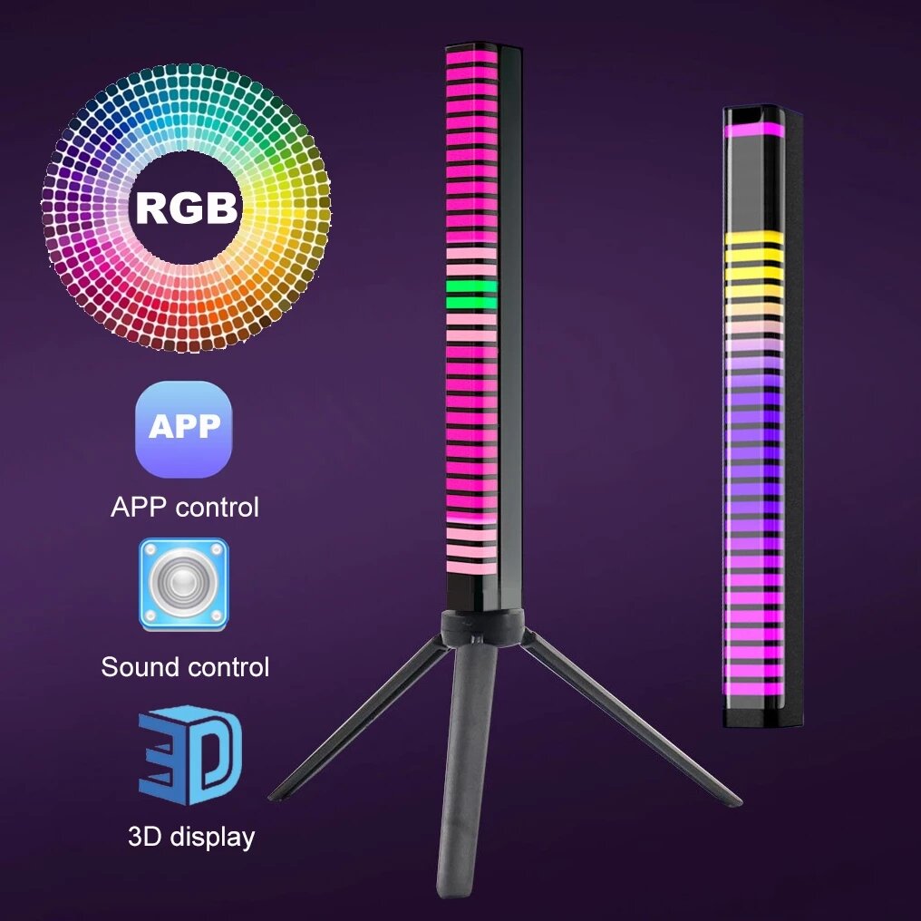 

Управление звуком 3D Дисплей Звукосниматель Rhythm Light RGB Music Ambient LED Night Light Bar APP Control Авто Atmosphe