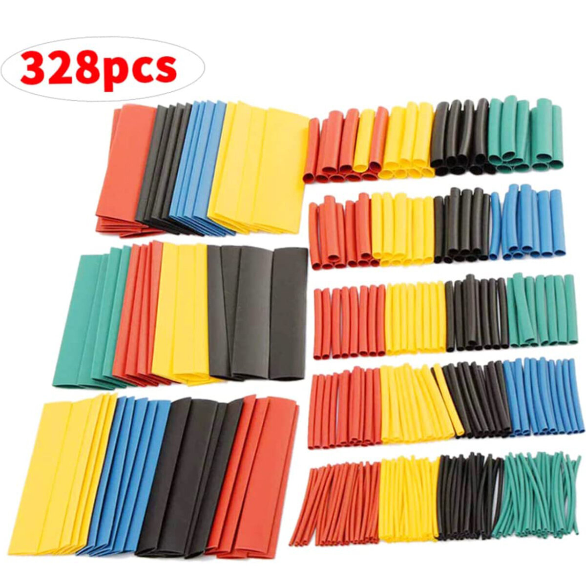328PCS Heat Shrink Tubing 2:1 Electrical Wire Cable Wrap Sleeving Tube Kit Electric Insulation Heat Shrink Tube Kit for
