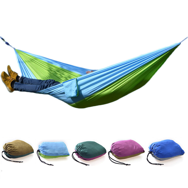 Outdoor Camping Hammock Parachute Cloth Lightweight Nylon Portable Hammock For 1-2 People 260 x 140C