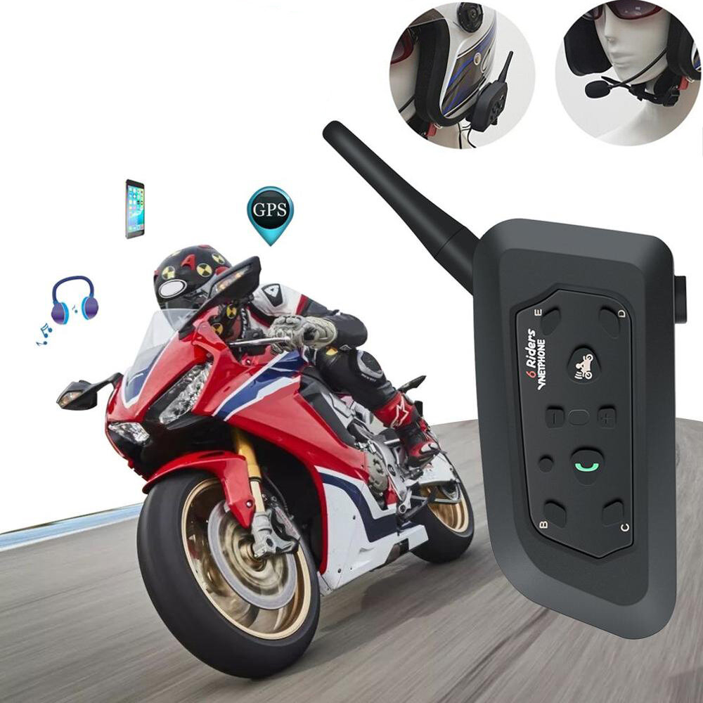 

Bakeey V6-1200 Motorcycle Intercom Wireless bluetooth Helmet Headsets Noise Reduction IP65 Waterproof 850mAh with Mic fo
