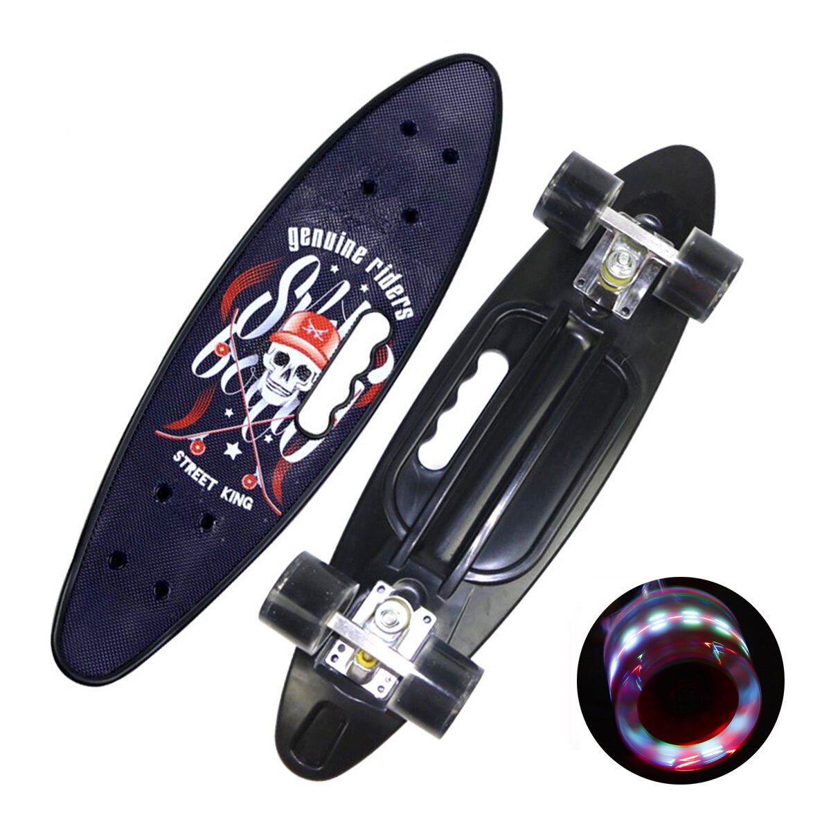 22inch Skateboard Mini Plastic 4 Knipperende Wiel Tiener Skate Board Sport Long-board Schaatsen