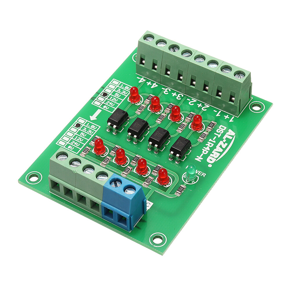 

12V To 3.3V 4 Channel Optocoupler Isolation Board Isolated Module PLC Signal Level Voltage Converter Board 4Bit