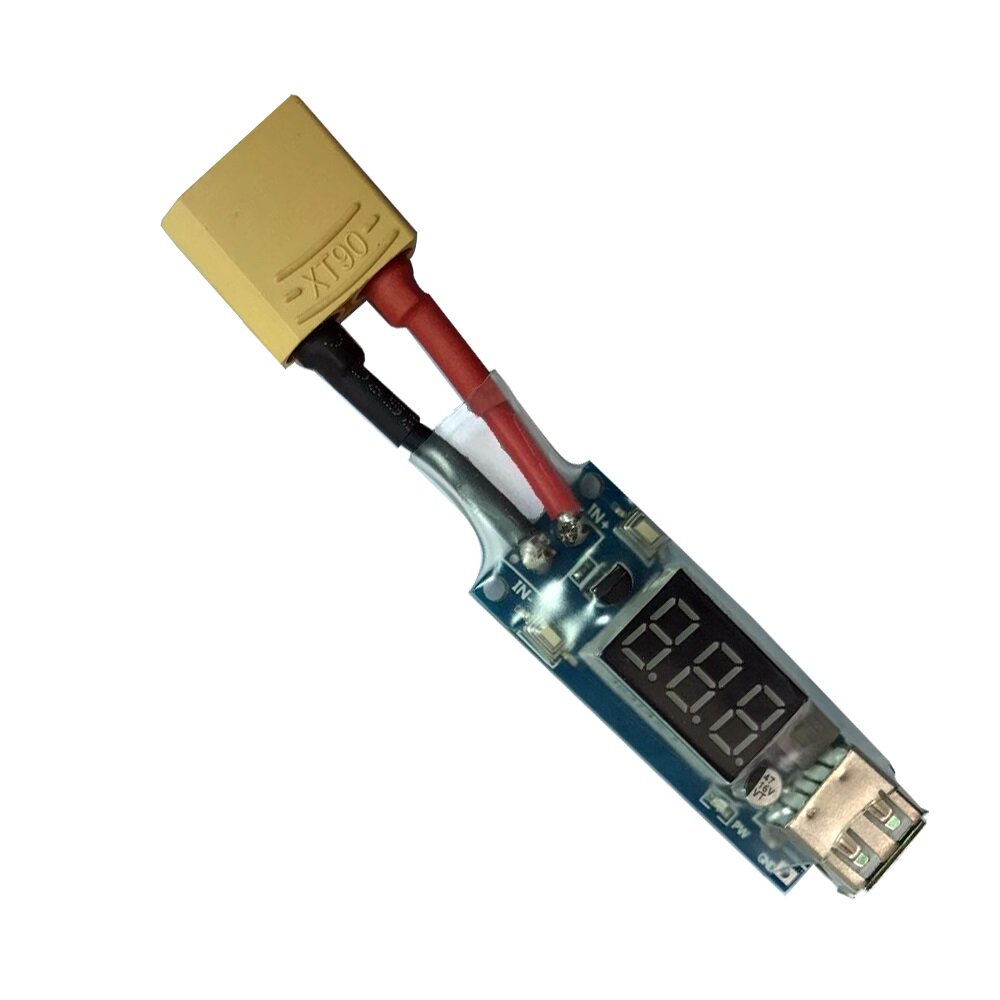 2-8S LiPo-batterijspanningsweergave Opladerconverter XT60 T Plug naar micro-USB-kaart