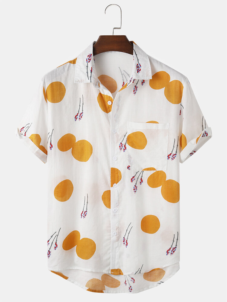 

Mens 100% Cotton Flower Pattern Causal Shirts
