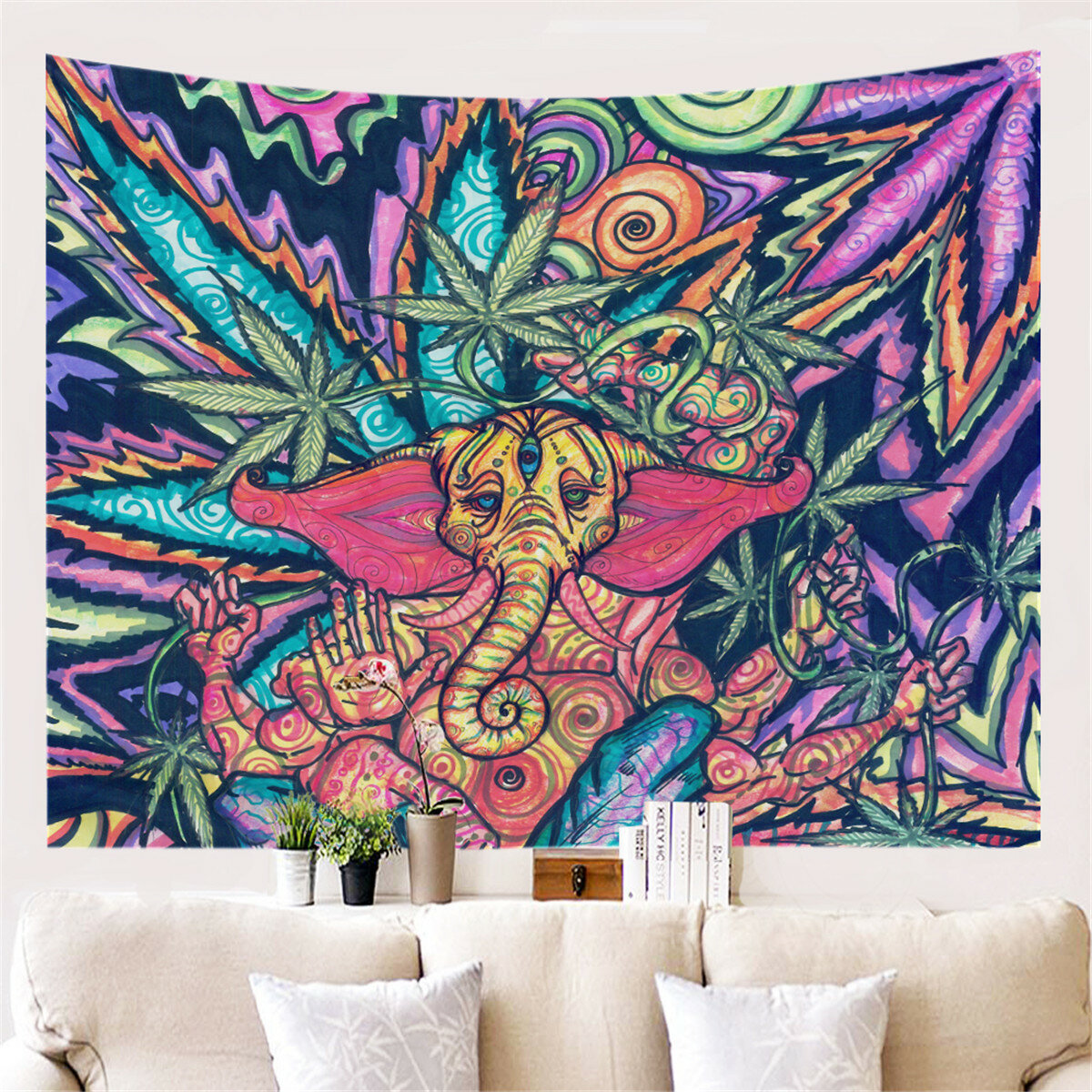 Hippie Elephant Bohemian Mandala Tapestry Wall Hanging Printed Home Decoration