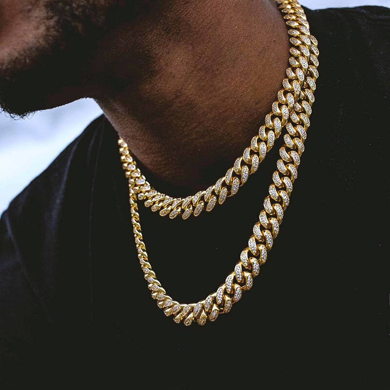 Hiphop Exaggerated Diamond Alloy Domineering Large Gold Chain Necklace