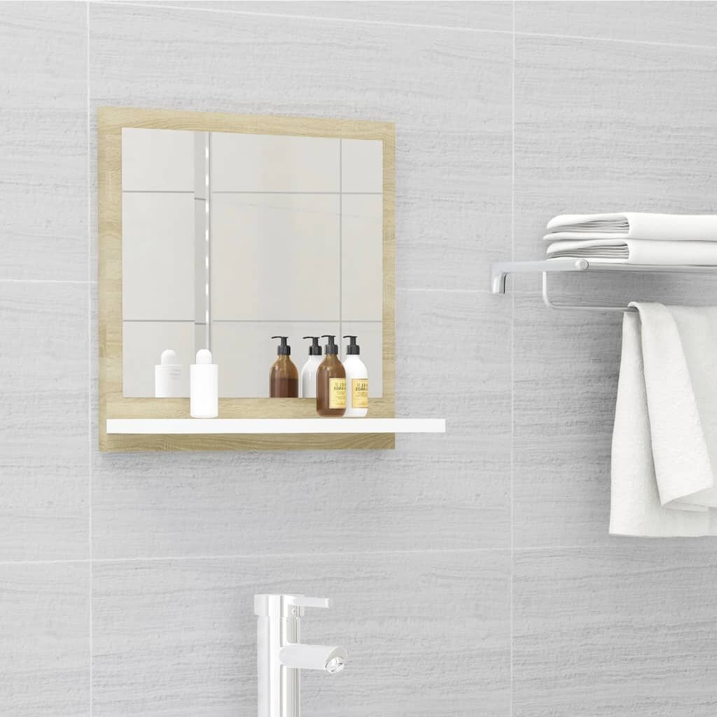 

Bathroom Mirror White and Sonoma Oak 15.7"x4.1"x14.6" Chipboard