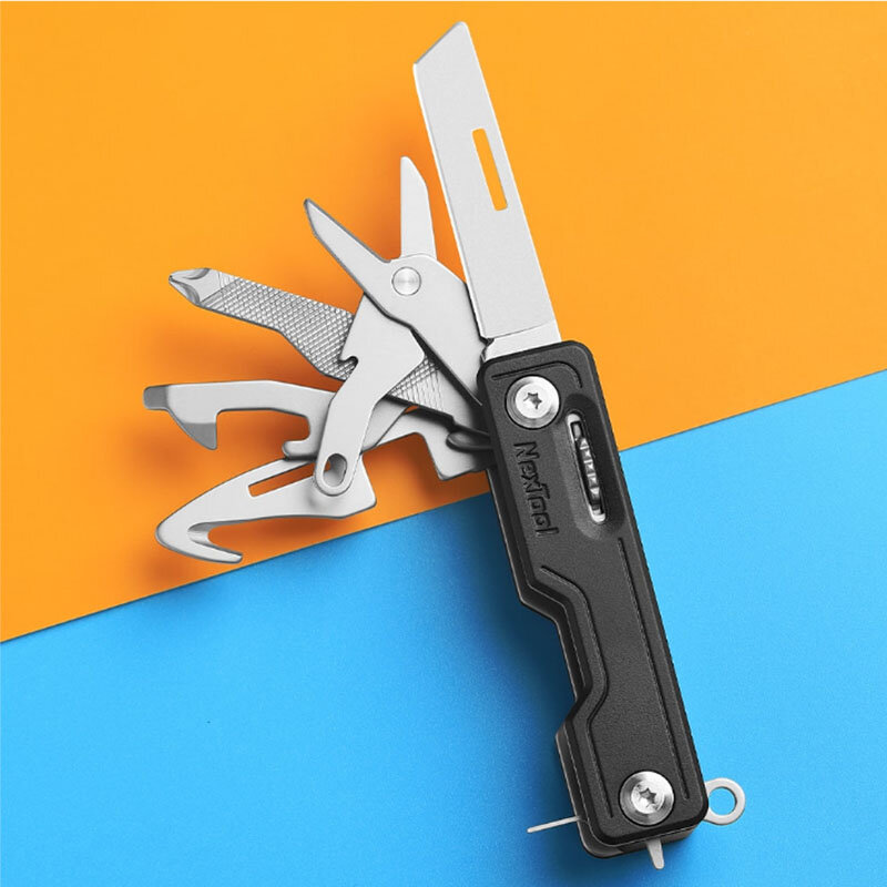NEXTOOL 10-in-1 Folding Multifunctional EDC Knife Mini Holder Card Pin Bottle Opener Scissors ABS Portable Fruit Knife Outdoor Survival Tools