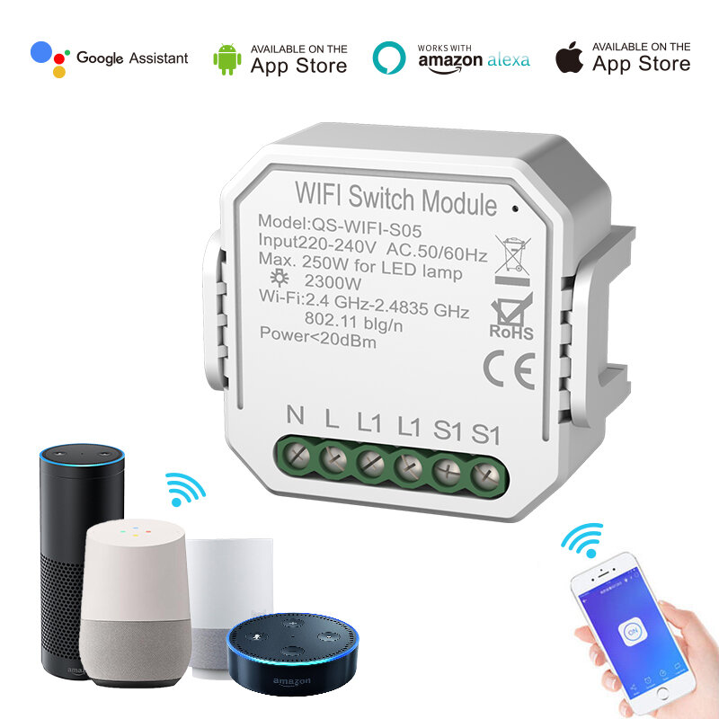BlitzWolf® BW-SS5 1 Gang/2 Gang Two Way 10A 2300W WIFI Smart Switch Module APP Remote Controller Group Control Timer