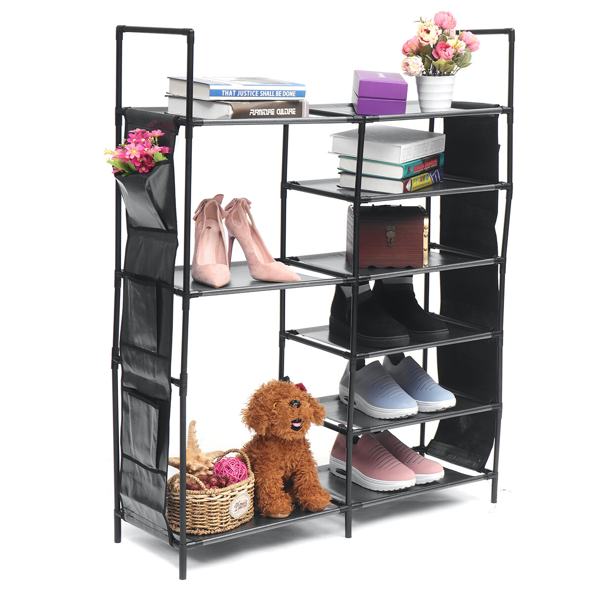 

Six-layer Double-row Eight Lattices Shoe Rack Simple Home Large-capacity DIY Assembly Storage Shoe Rack