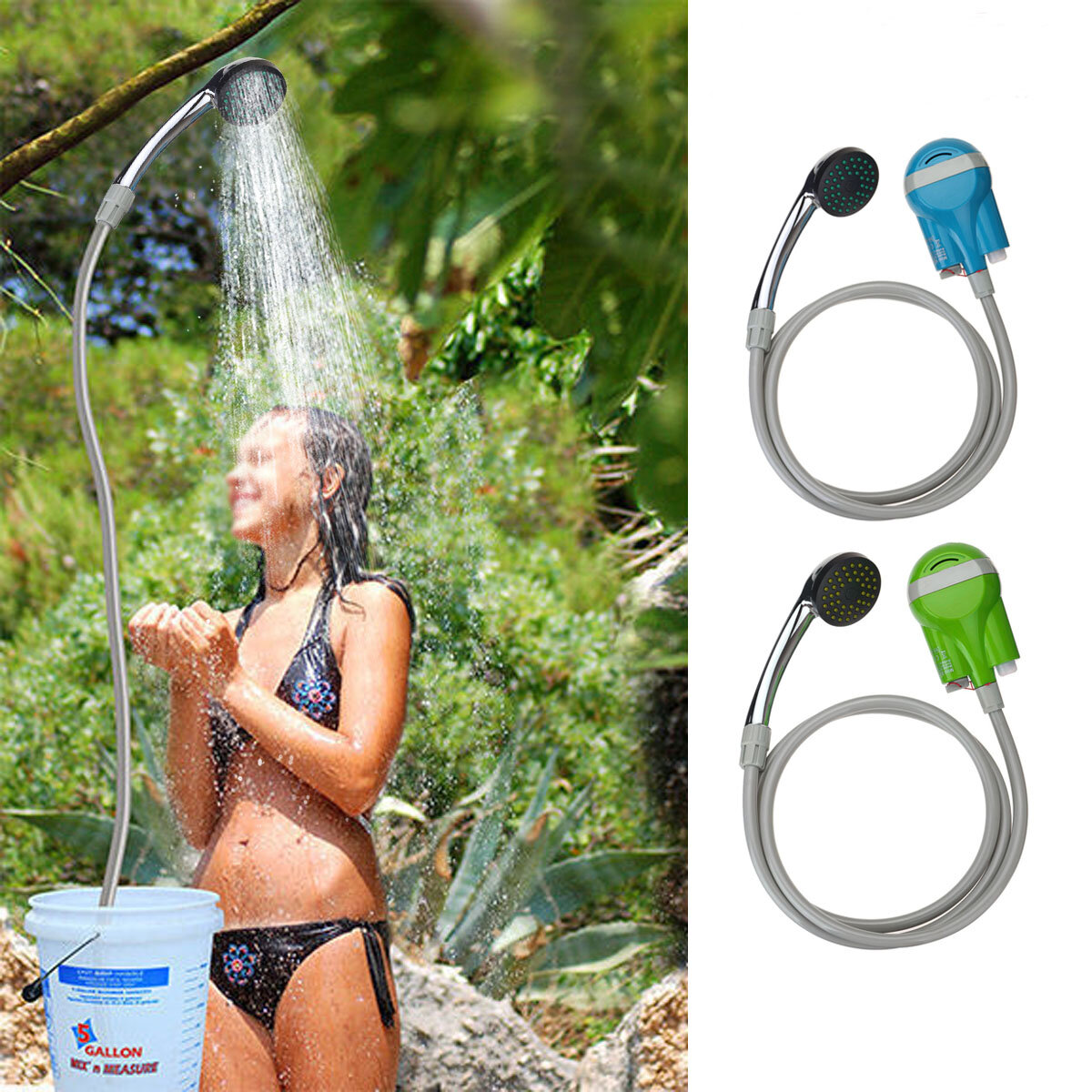 IPRee® Taşınabilir Duş Suyu Pompa USB Şarj Edilebilir Nozul El Tipi Su Spary Duş Bataryası Kampçılık Caravan Travel Outdoor Kit
